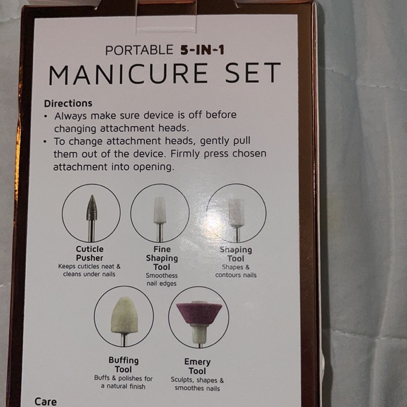 New in Box Portable 5-in-1 Manicure Set 5 head attachments Lightweight powerful - Picture 4 of 7